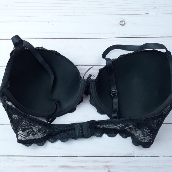 Rene Rofe Womens Underwire Bra 36C Lightly Padded Dark Gray Lace 203A - Picture 3 of 4